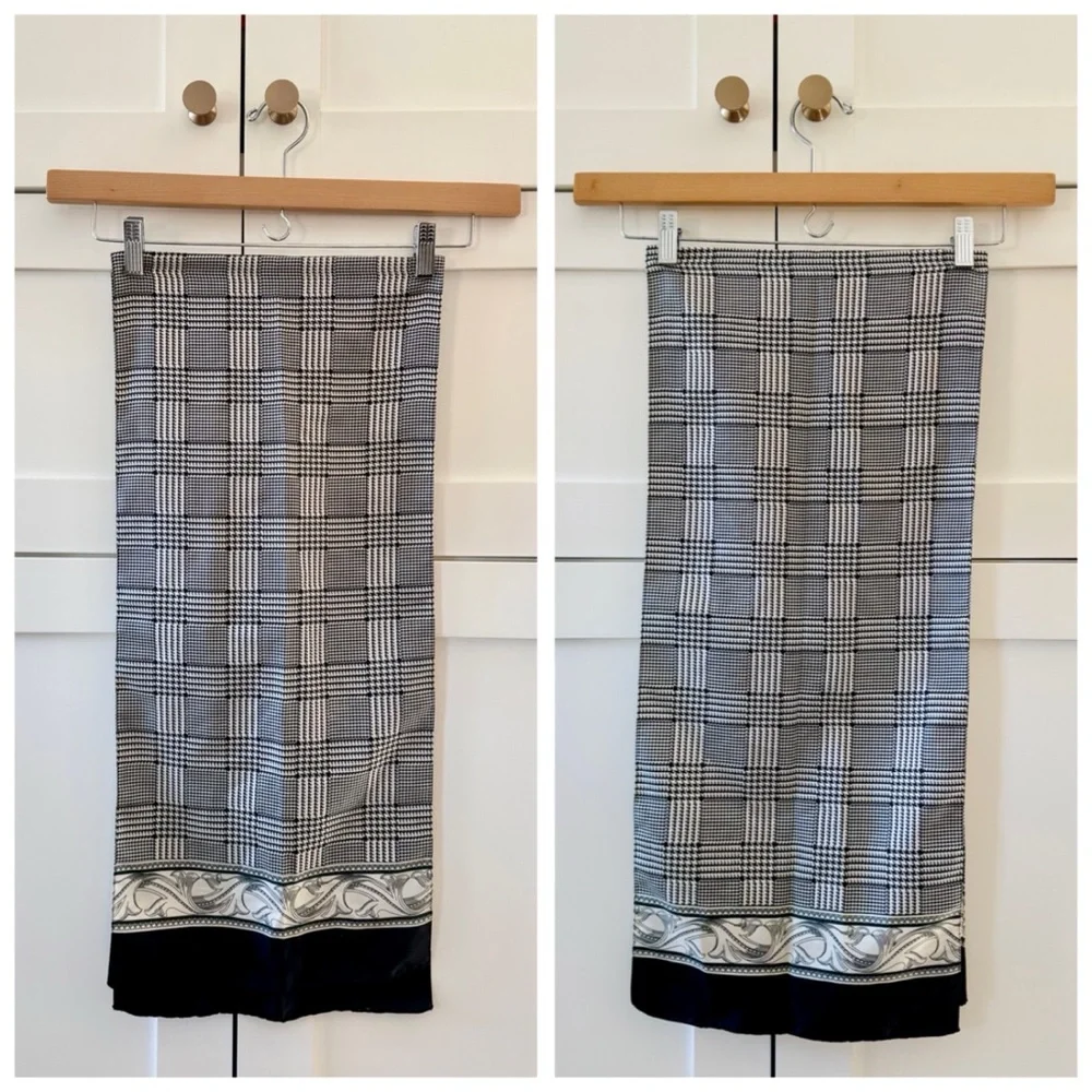 BUNDLE (3) Vintage B&W Houndstooth Pattern Assorted Wrap Scarves